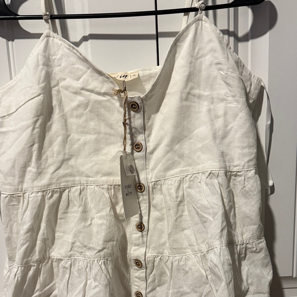 White Button-Down Tank Top